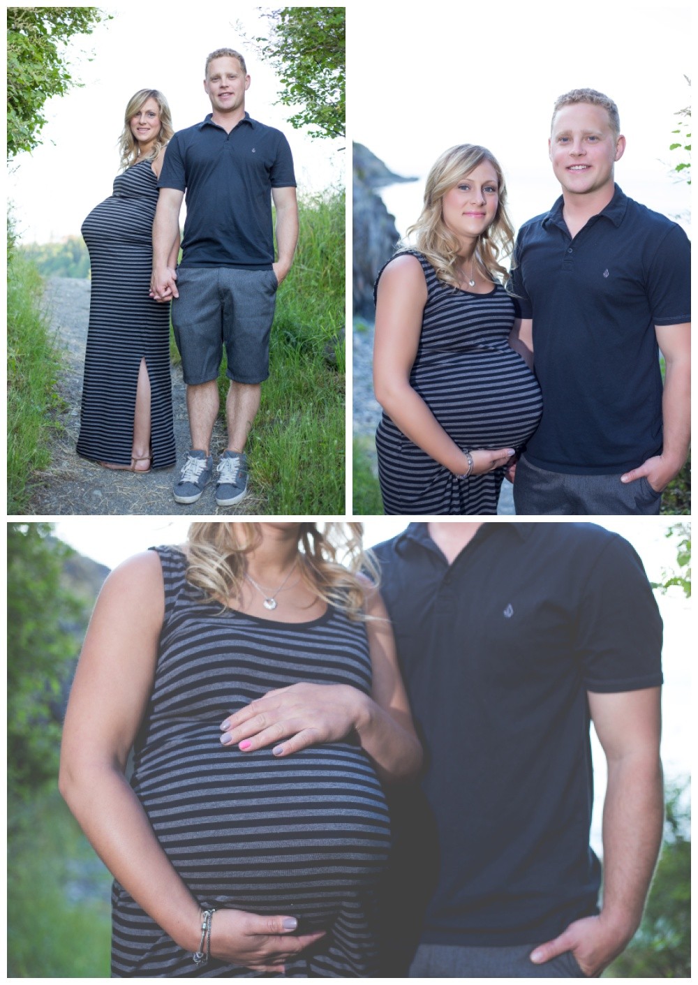 Set of 3 pregnancy photos at Nanaimo's Neck Point Park