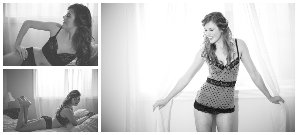 Black and white boudoir photos at Oceanside Portraits studio