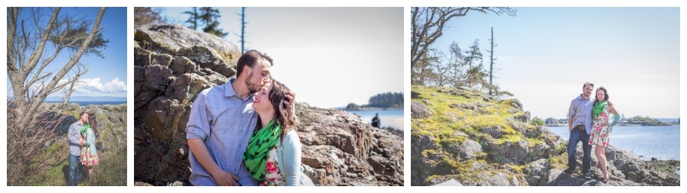 Cute couple poses for their engagement photos at Nanaimo's Neck Point Park