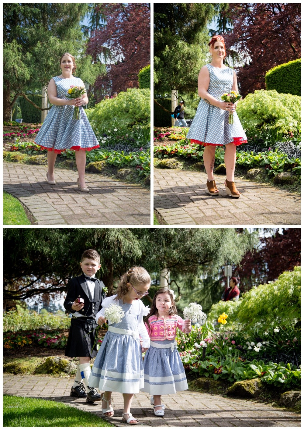 Bridesmaids, flower girls & ring bearer walk down the aisle. 