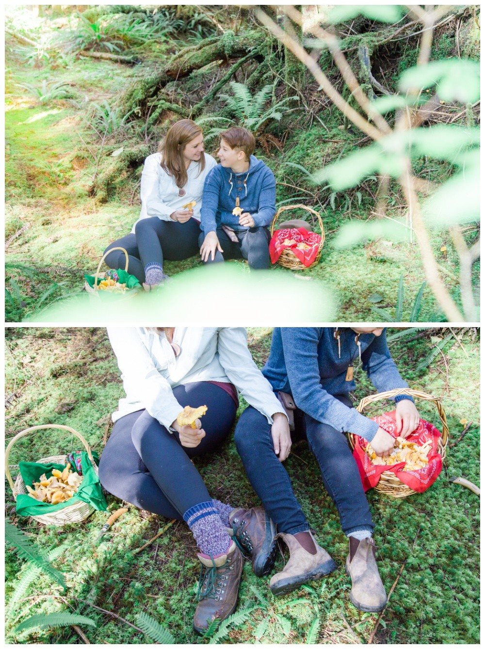 Lesbian couple check out their mushroom harvest 