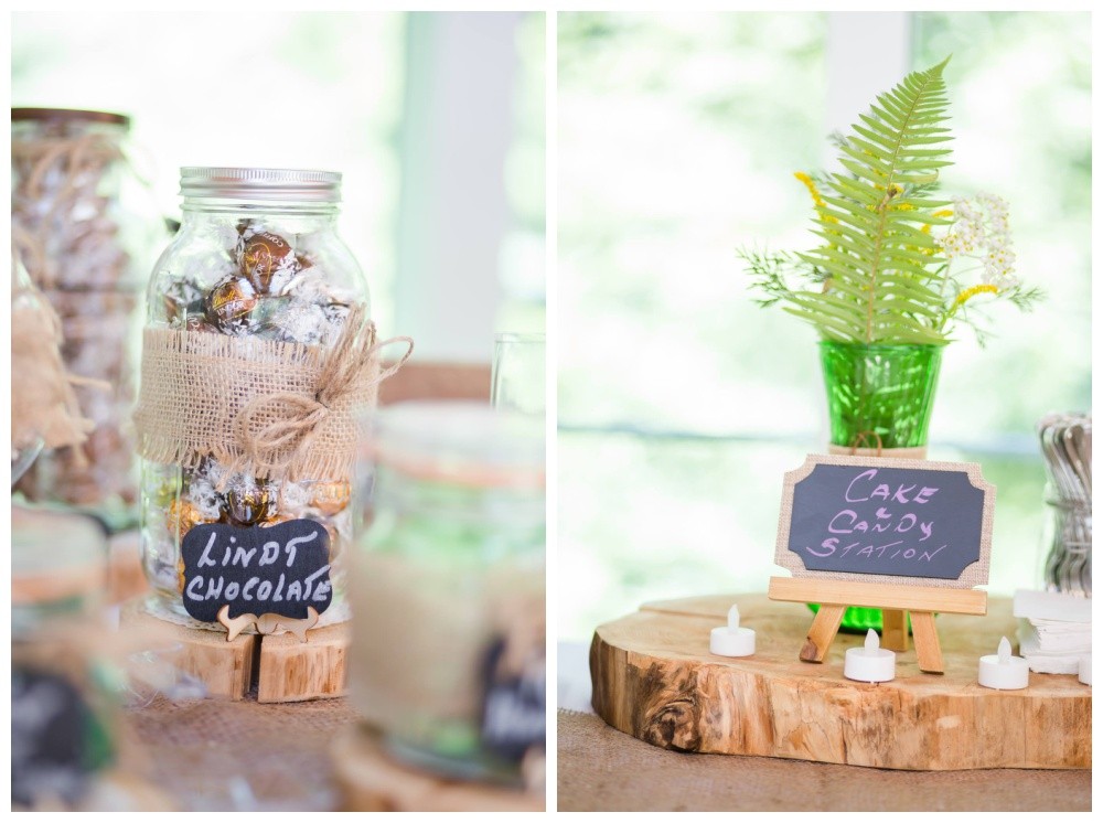 PNW forest wedding candy bar details