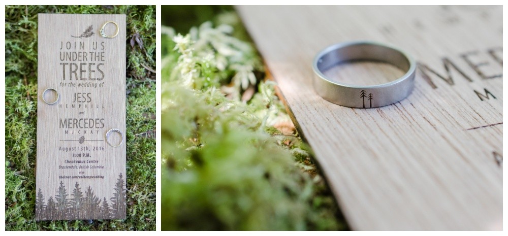 Forest wedding ring and invite details