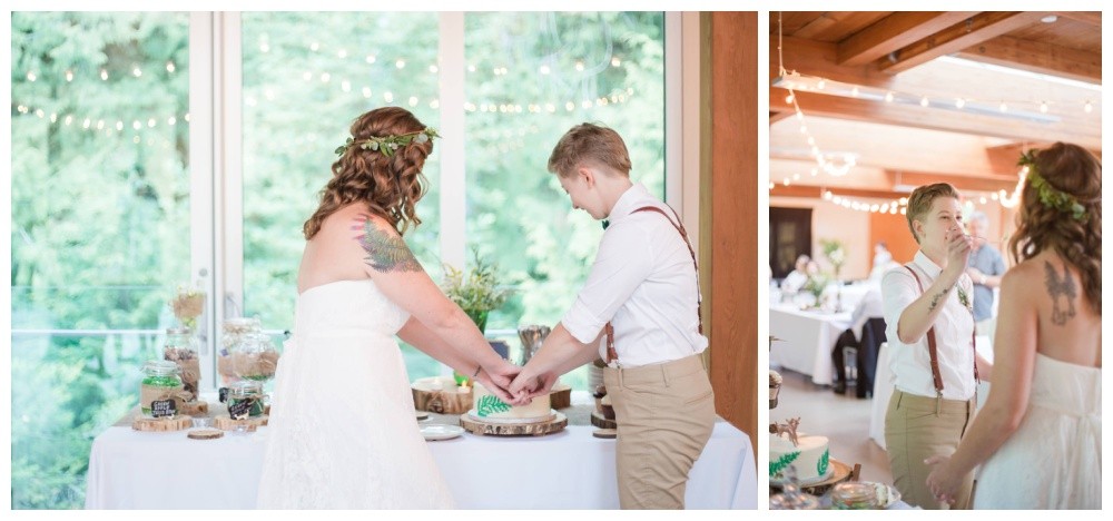 Brides cut the cake and other wedding details