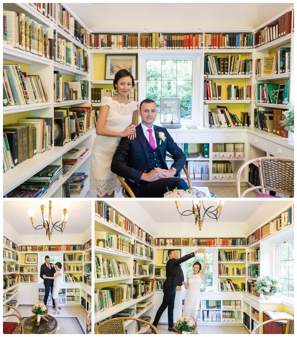 bride and groom portraits at historic vancouver island wedding venue milner gardens