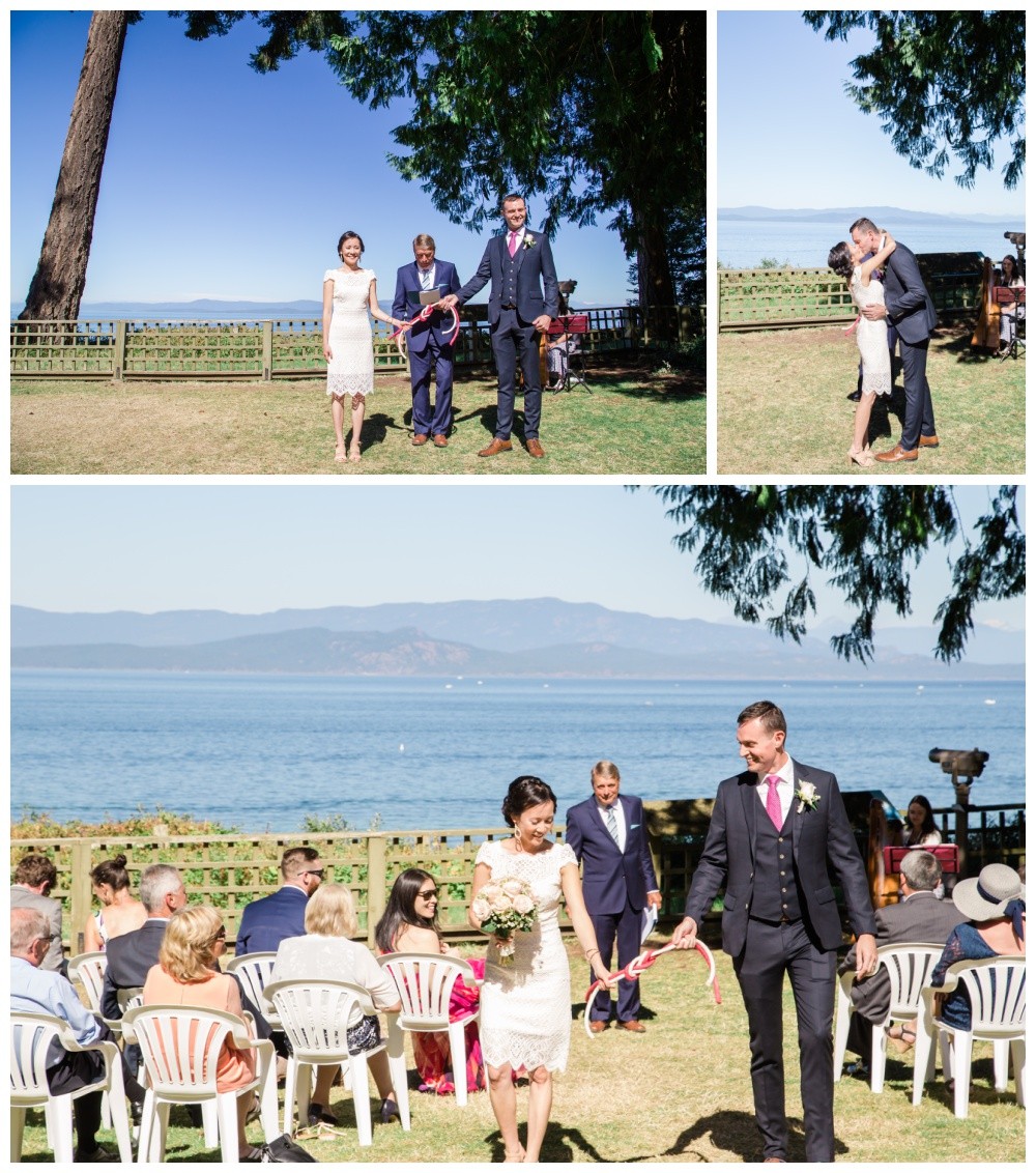 Couple at their tying the knot ceremony at milner gardens wedding venue