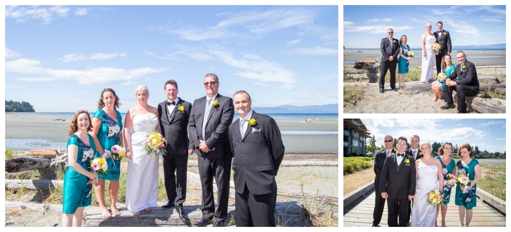 Wedding party photos at the beach club in parksville