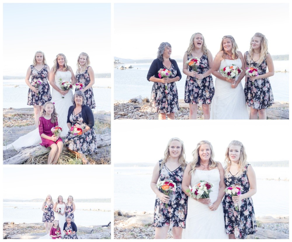 Bridal party photos on the beach at Kin Beach in Comox