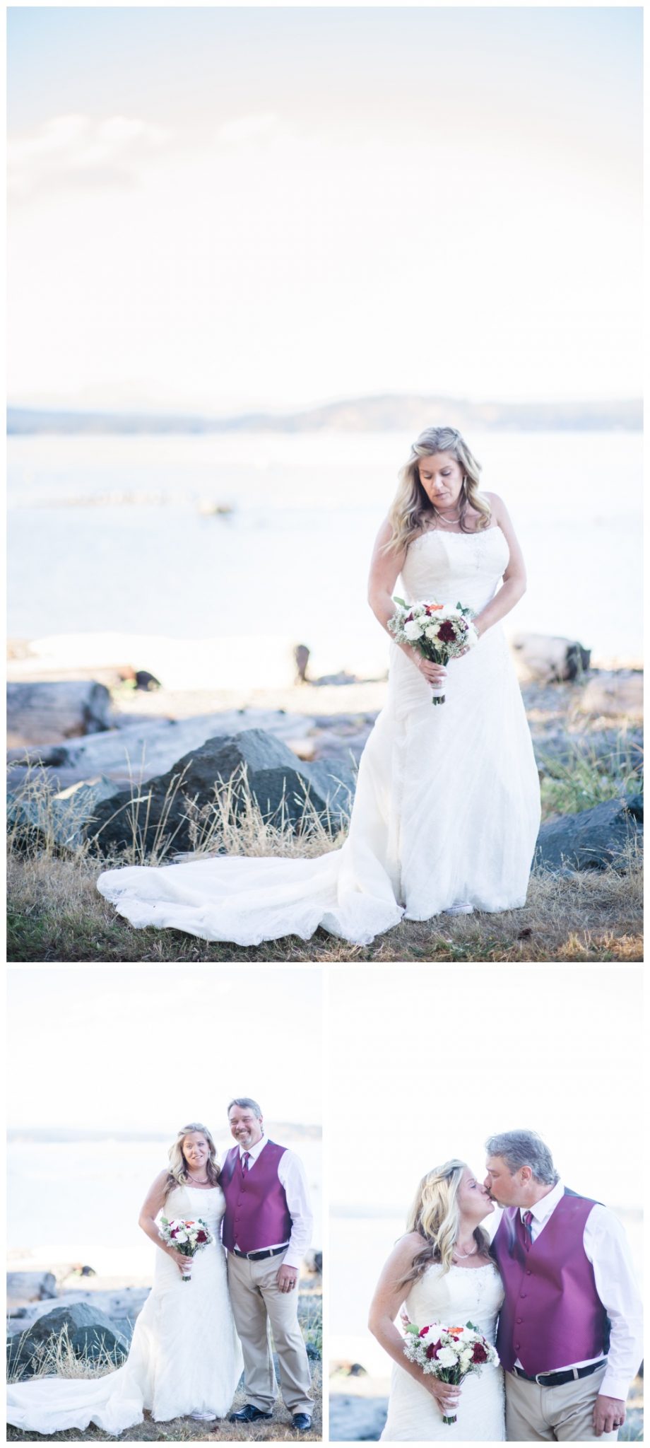 Bridal portraits on the beach at comox wedding 